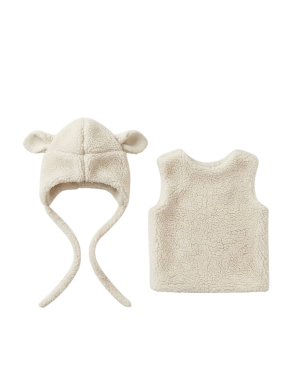 Handmade Toddler Faux Sherpa Lamb Costume – Cozy sleeveless Top & Hat